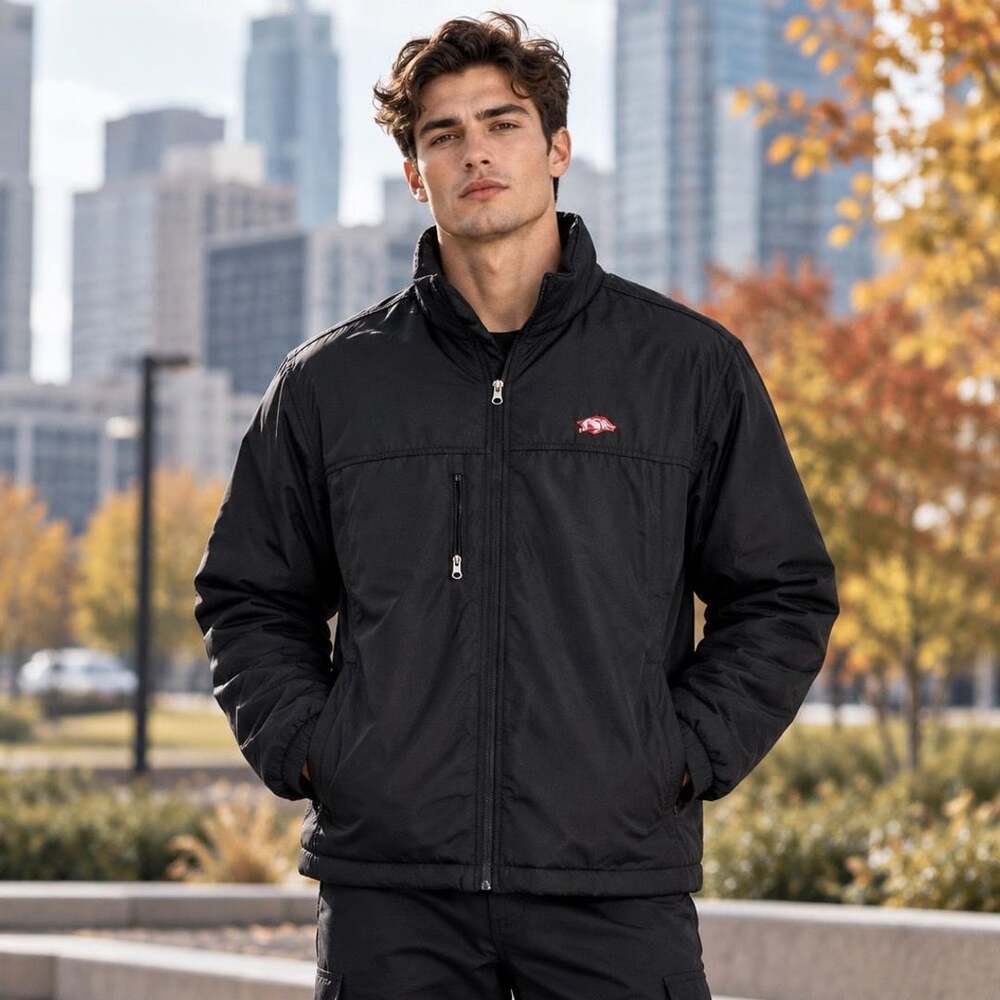 Genuine Stuff Arkansas Razorbacks Jacket Size Large Black Full Zip
